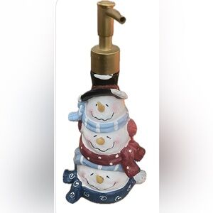 Christmas snowman soap dispenser, likely a vintage or antique item .